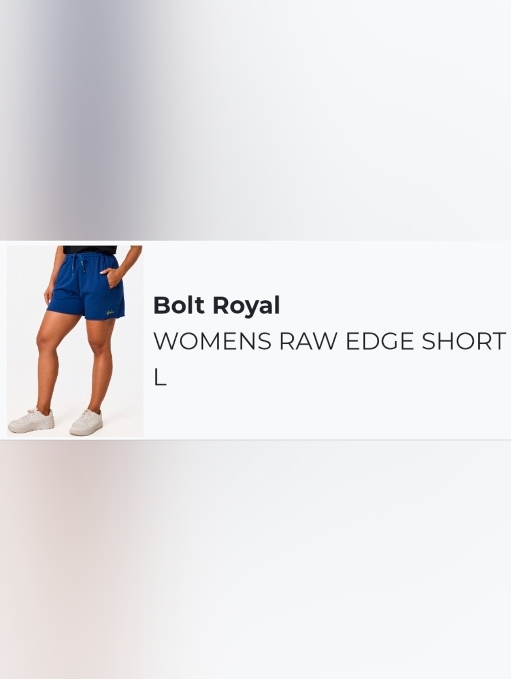 NWT Ethika Women's Raw Edge Sweat Shorts Bolt Royal Logo, Size L
